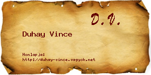 Duhay Vince névjegykártya